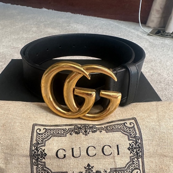 AUTHENTIC Black GG Marmont Wide Belt main image 9